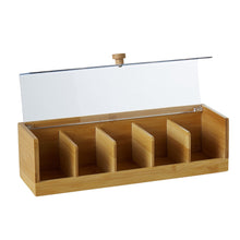 Load image into Gallery viewer, Leaf &amp; Bean Bamboo Tea Box with Transparent Lid - 36x13x10cm