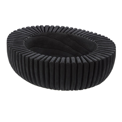 Amalfi Picton Ribbed Timber Bowl 32x26x9cm - Black