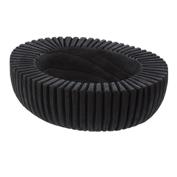 Amalfi Picton Ribbed Timber Bowl 32x26x9cm - Black