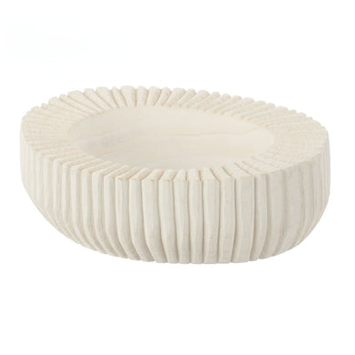 Amalfi Picton Ribbed Timber Bowl 32x26x9cm - White