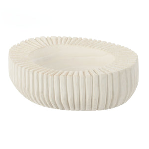 Amalfi Picton Ribbed Timber Bowl 32x26x9cm - White
