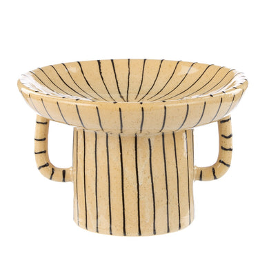Academy Sabi Stripe Decor Dish Large Beige & Black - 25.5x25.5x16.5cm