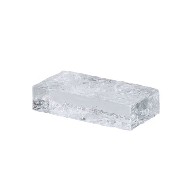 Amalfi Bernard Glass Brick Sculpture 20.2x5cm - Clear Rippled