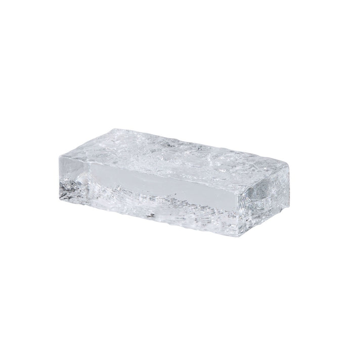 Amalfi Bernard Glass Brick Sculpture 20.2x5cm - Clear Rippled