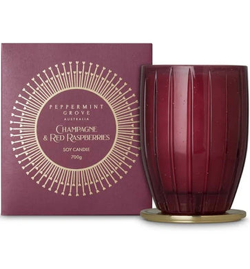 Peppermint Grove Christmas Candle 700g Extra Large - Champagne & Red Raspberries