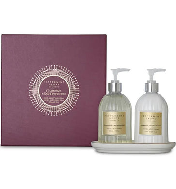 Peppermint Grove Christmas Hand & Body Wash Cream 500ml Set  - Champagne & Red Raspberries