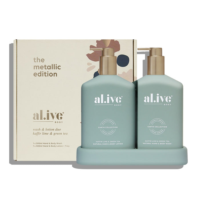 Al.Ive Metallic Edition Hand Duo 2 x 500ml Bottles - Kaffir Lime & Green Tea - ZOES Kitchen