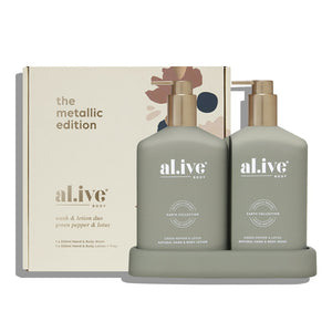 Al.Ive Metallic Edition Hand Duo 2 x 500ml Bottles - Green Pepper & Lotus - ZOES Kitchen