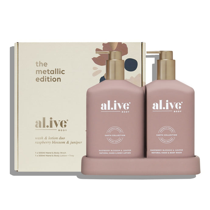 Al.Ive Metallic Edition Hand Duo 2 x 500ml Bottles - Raspberry Blossom & Juniper Berry - ZOES Kitchen