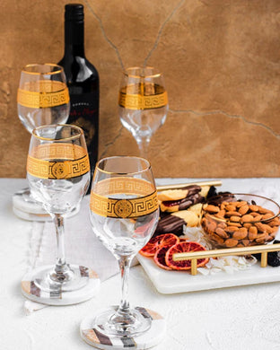 Medusa Wine Goblet Glasses Set Of 4 - Gold - ZOES Kitchen