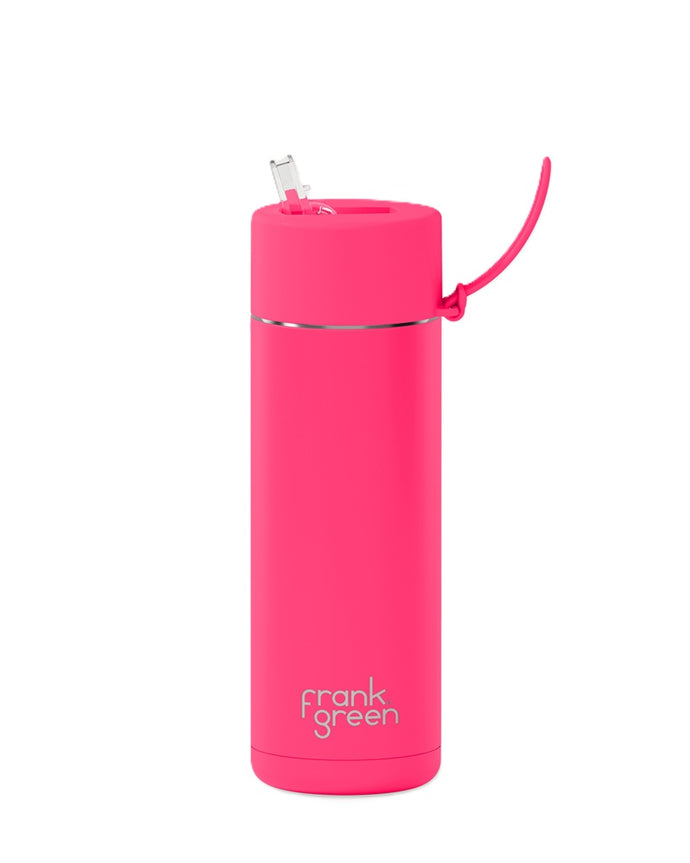 Frank Green Ceramic 20oz Straw Bottle - Neon Pink 