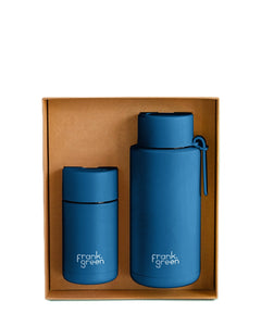 Frank Green Essentials Gift Set Large 12oz/34oz - Deep Ocean (Flip Straw Lid)