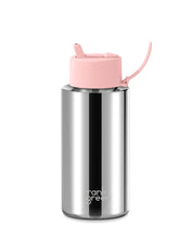 Load image into Gallery viewer, Frank Green Ceramic 34oz Straw Bottle - Limited Edition Silver with Flip Straw Lid Blushed