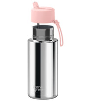 Load image into Gallery viewer, Frank Green Ceramic 34oz Straw Bottle - Limited Edition Silver with Flip Straw Lid Blushed