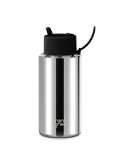 Load image into Gallery viewer, Frank Green Ceramic 34oz Straw Bottle - Limited Edition Silver with Flip Straw Lid Midnight