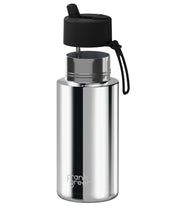 Load image into Gallery viewer, Frank Green Ceramic 34oz Straw Bottle - Limited Edition Silver with Flip Straw Lid Midnight