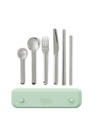 Frank Green Stainless Steel cutlery with Silicone pouch Mint Gelato