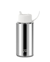 Load image into Gallery viewer, Frank Green Ceramic 34oz Straw Bottle - Limited Edition Silver with Flip Straw Lid Cloud