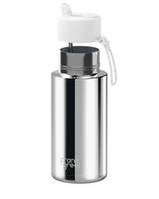 Load image into Gallery viewer, Frank Green Ceramic 34oz Straw Bottle - Limited Edition Silver with Flip Straw Lid Cloud