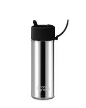 Load image into Gallery viewer, Frank Green Ceramic 20oz Straw Bottle - Limited Edition Silver with Flip Straw Lid Midnight