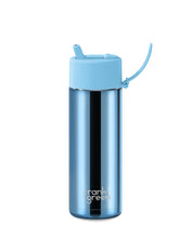 Load image into Gallery viewer, Frank Green Ceramic 20oz Straw Bottle with Flip Straw Lid - Chrome Sky Blue