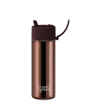 Load image into Gallery viewer, Frank Green Ceramic 20oz Straw Bottle with Flip Straw Lid - Chrome Chocolate