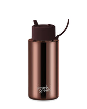 Load image into Gallery viewer, Frank Green Ceramic 34oz Straw Bottle with Flip Straw Lid - Chrome Chocolate