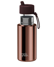 Load image into Gallery viewer, Frank Green Ceramic 34oz Straw Bottle with Flip Straw Lid - Chrome Chocolate