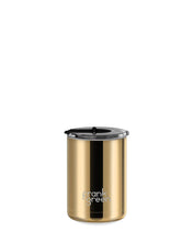 Load image into Gallery viewer, Frank Green Ceramic Coffee Cup Hinged Screw Lid 12oz/355ml - Limited Edition Gold with Midnight Hinge