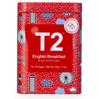 T2 Tea Bag Icon Tin 25 Pack - English Breakfast - ZOES Kitchen
