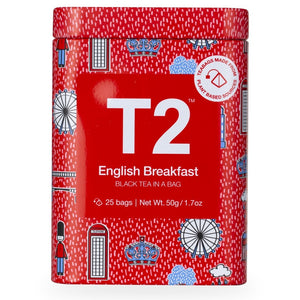 T2 Tea Bag Icon Tin 25 Pack - English Breakfast - ZOES Kitchen