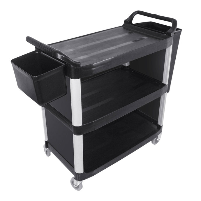 SOGA 3 Tier Covered Food Trolley Food Waste Cart Storage Mechanic Kitchen with Bins - ZOES Kitchen
