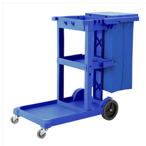 SOGA 3 Tier Multifunction Janitor Cleaning Waste Cart Trolley and Waterproof Bag with Lid Blue - ZOES Kitchen