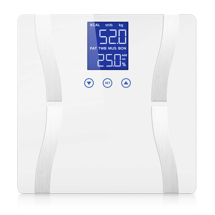 SOGA Glass LCD Digital Body Fat Scale Bathroom Electronic Gym Water Weighing Scales White - ZOES Kitchen