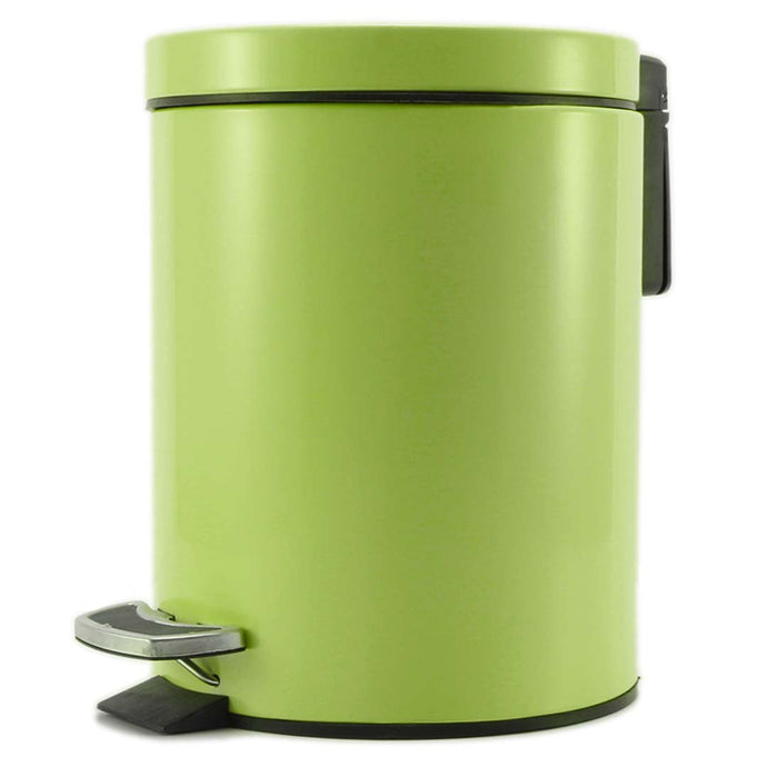 SOGA Foot Pedal Stainless Steel Rubbish Recycling Garbage Waste Trash Bin Round 7L Green - ZOES Kitchen