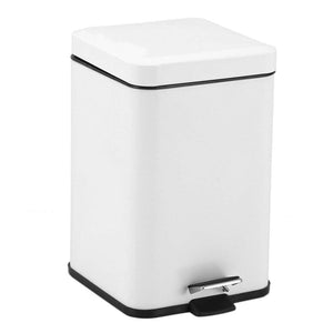 SOGA Foot Pedal Stainless Steel Rubbish Recycling Garbage Waste Trash Bin Square 6L White - ZOES Kitchen