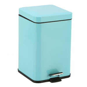 SOGA Foot Pedal Stainless Steel Rubbish Recycling Garbage Waste Trash Bin Square 12L Blue - ZOES Kitchen