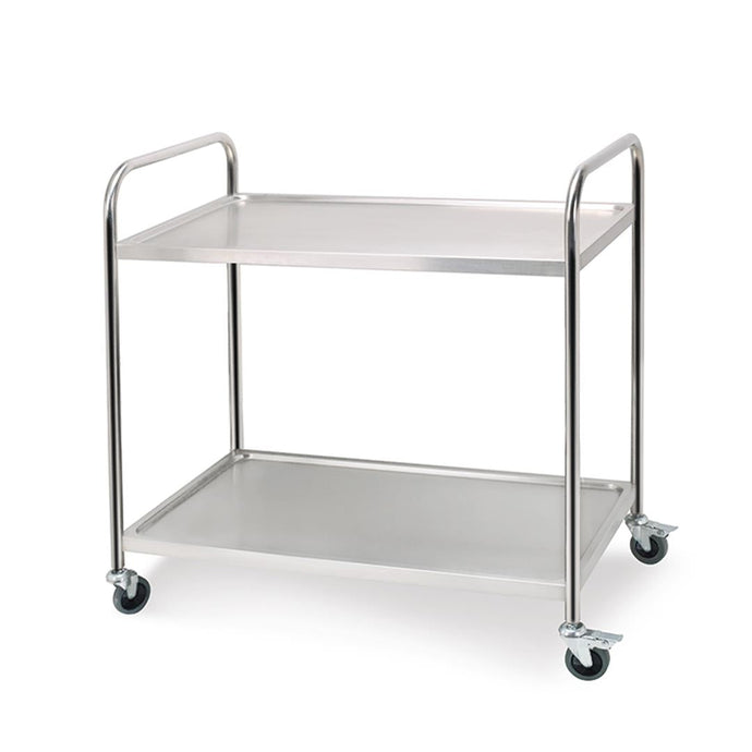 SOGA 2 Tier Stainless Steel Kitchen Dinning Food Cart Trolley Utility Round 86x54x94cm Large - ZOES Kitchen