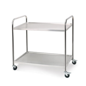 SOGA 2 Tier Stainless Steel Kitchen Dining Food Cart Trolley Utility Round 81x46x85cm Small - ZOES Kitchen