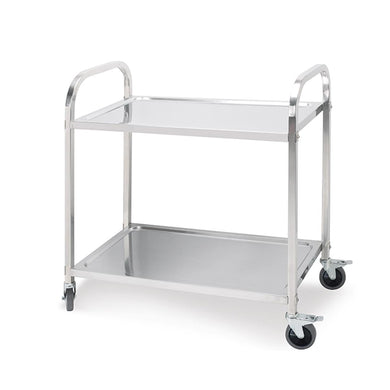SOGA 2 Tier Stainless Steel Kitchen Trolley Bowl Collect Service FoodCart 95x50x95cm Large - ZOES Kitchen