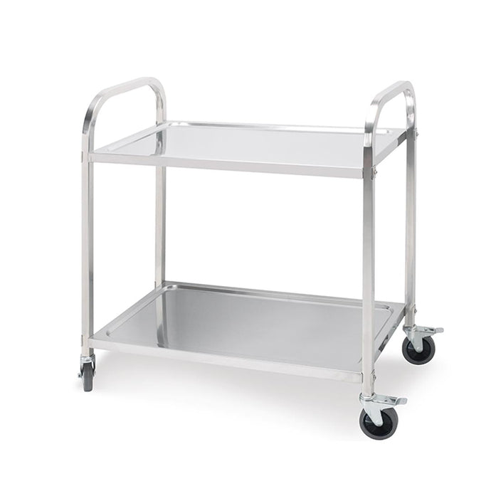 SOGA 2 Tier Stainless Steel Kitchen Dining Food Cart Trolley Utility Size 85x45x90cm Medium - ZOES Kitchen