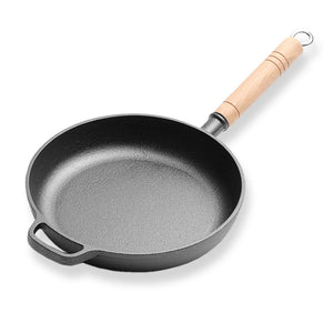 SOGA 25cm Round Cast Iron Frying Pan Skillet Steak Sizzle Platter with Helper Handle - ZOES Kitchen