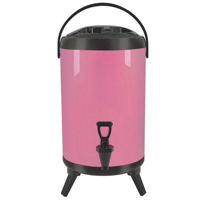 SOGA 10L Stainless Steel Insulated Milk Tea Barrel Hot and Cold Beverage Dispenser Container with Faucet Pink - ZOES Kitchen