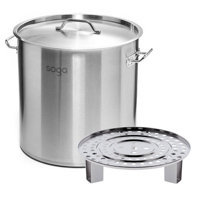 SOGA 50L Stainless Steel Stock Pot with One Steamer Rack Insert Stockpot Tray - ZOES Kitchen