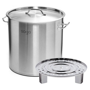 SOGA 50L Stainless Steel Stock Pot with One Steamer Rack Insert Stockpot Tray - ZOES Kitchen