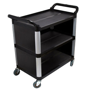 SOGA 3 Tier Covered Food Trolley Food Waste Cart Storage Mechanic Kitchen Black - ZOES Kitchen