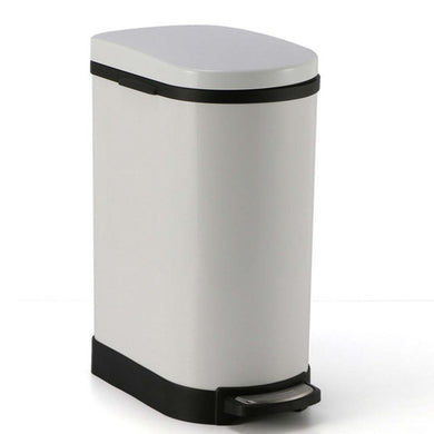 SOGA Foot Pedal Stainless Steel Rubbish Recycling Garbage Waste Trash Bin 10L U White - ZOES Kitchen