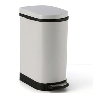SOGA Foot Pedal Stainless Steel Rubbish Recycling Garbage Waste Trash Bin 10L U White - ZOES Kitchen