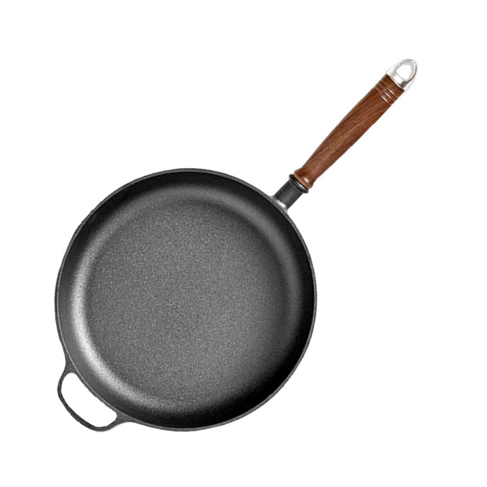 SOGA 29cm Round Cast Iron Frying Pan Skillet Steak Sizzle Platter with Helper Handle - ZOES Kitchen