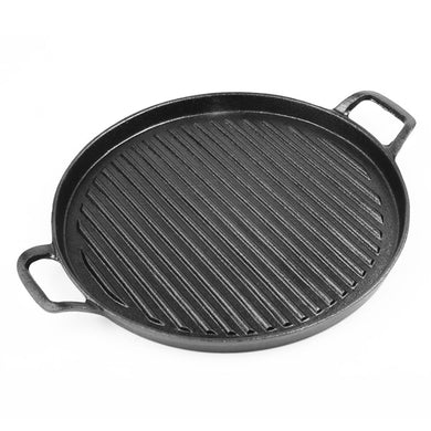SOGA 28cm Ribbed Cast Iron Frying Pan Skillet Coating Steak Sizzle Platter - ZOES Kitchen